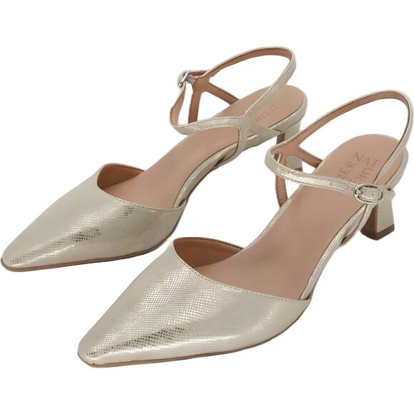 Naturalizer Tara Ankle Strap Pointed Toe Pumps Gold Faux Leather Women's US 10M - Picture 2 of 6